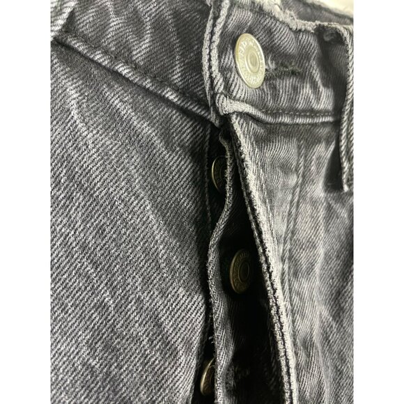 Abercrombie & Fitch The Dad High Rise Button Fly Distressed Jeans size 24‎ Black - Picture 4 of 9